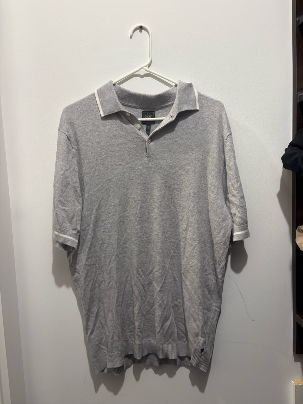 Men's Light Gray Polo with White Trim